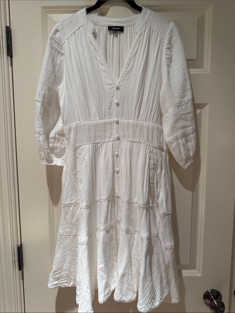 ME+EM  White Button-Front  Cotton Dress